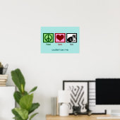Poster Peace Love Chats Cute Turquoise (Bureau à domicile)