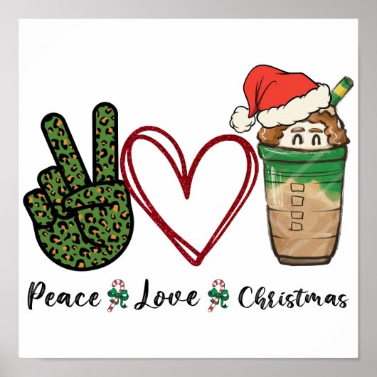 Poster Peace Love Christmas Drink Café (Devant)
