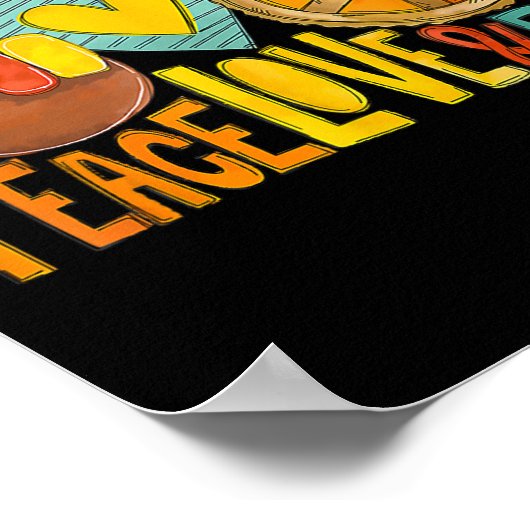 Poster Peace Love Citrouille Pie Turquie Fun Thanksgiving (Coin)