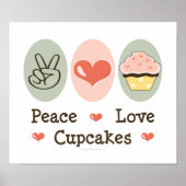 Poster Peace Love Cupcakes (Devant)