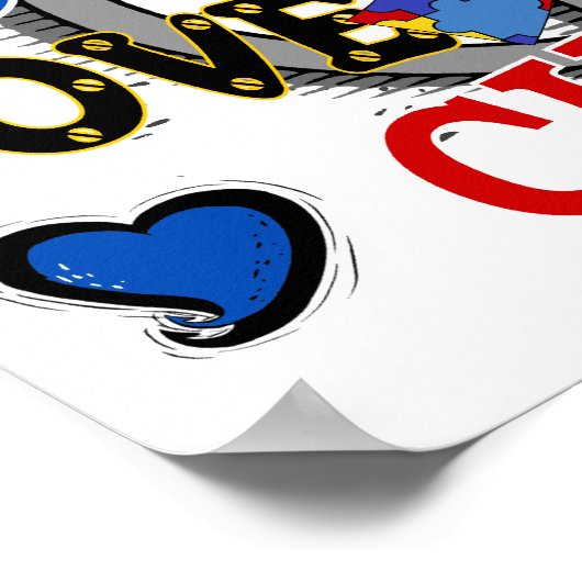 Poster Peace Love Cure 2 Autisme (Coin)