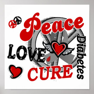 Poster Peace Love Cure 2 Diabète