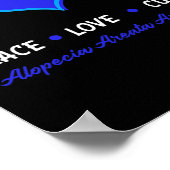 Poster Peace Love Cure Alopecia Areata Sensibilisation (Coin)