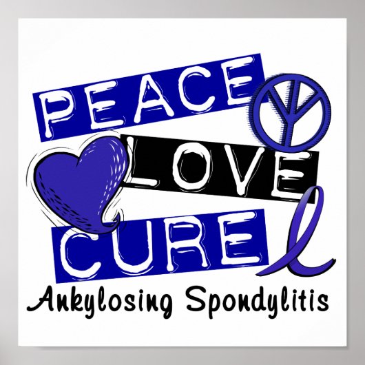Poster Peace Love Cure Ankyloss Spondylitis AS (Devant)
