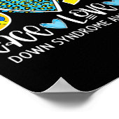 Poster Peace Love Cure Bleu & Jaune Ribbon Down Syndrome (Coin)