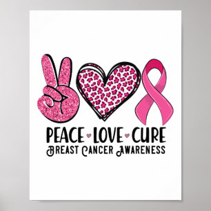 Poster Peace Love Cure Breast Cancer Sensibilisation Guer