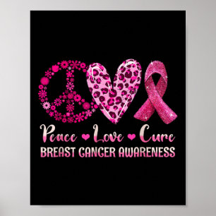 Poster Peace Love Cure Breast Cancer Sensibilisation Guer