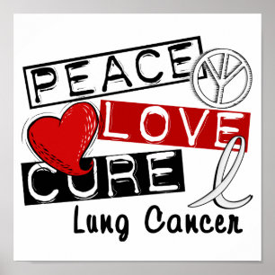 Poster Peace Love Cure Cancer du Poumon