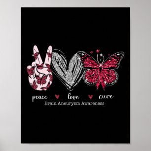 Poster Peace Love Cure Cerveau Aneurysme Guerrier Bourgog