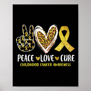 Poster Peace Love Cure Chilhood Cancer Awareness Leopart