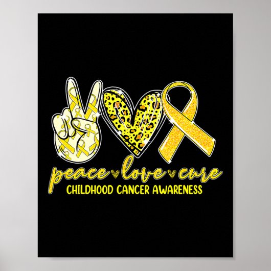Poster Peace Love Cure Chilhood Cancer Awareness Leopart (Devant)