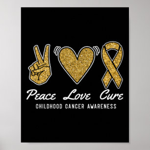 Poster Peace Love Cure Chilhood Cancer Awareness Ruban
