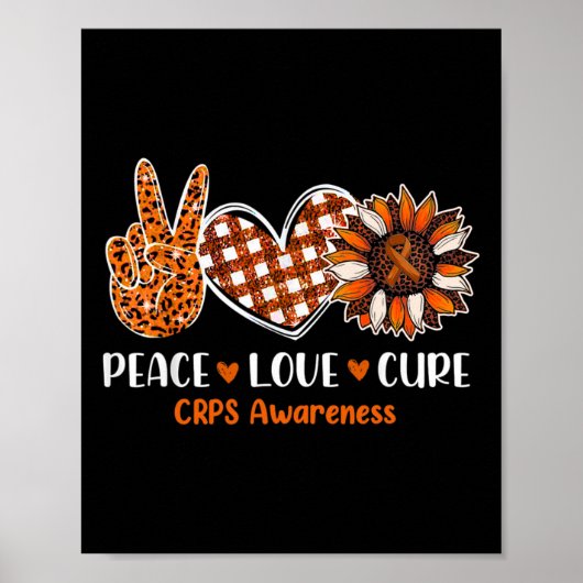 Poster Peace Love Cure Crps Mois de sensibilisation Guerr (Devant)