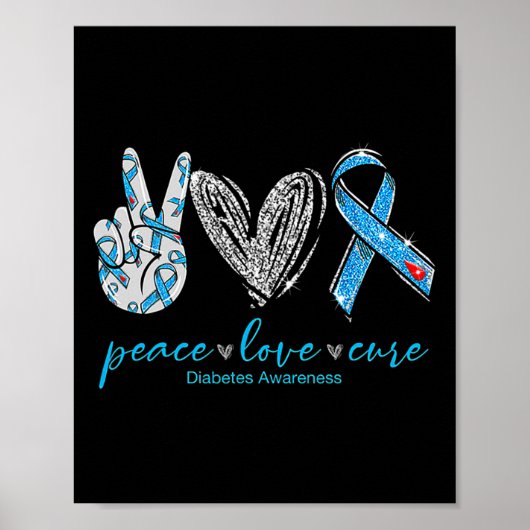 Poster Peace Love Cure Diabetes Sensibilisation 2 (Devant)