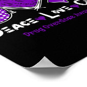 Poster Peace Love Cure Drug Overdose Awareness Purple Rib (Coin)
