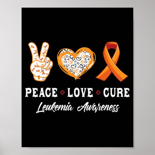 Poster Peace Love cure Leukemia sensibilisation hommes fe (Devant)