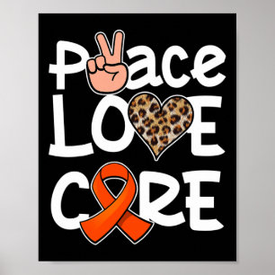 Poster Peace Love Cure Orange Ribbon Sensibilisation à la