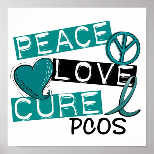 Poster Peace Love Cure PCOS Syndrome ovarien polykystique (Devant)