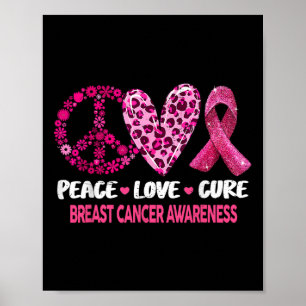 Poster Peace Love Cure Pink Ribbon Cancer du sein Prix