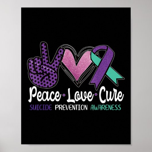 Poster Peace Love Cure Prévention du suicide (Devant)