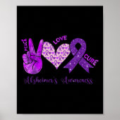 Poster Peace Love Cure Purple Ribbon Alzheimer Lauréats d (Devant)
