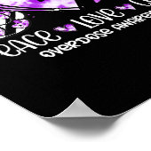 Poster Peace Love Cure Purple Ribbon Overdose Sensibilisa (Coin)