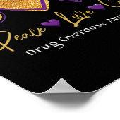 Poster Peace Love Cure Purple Toxicomanie Sensibilisation (Coin)