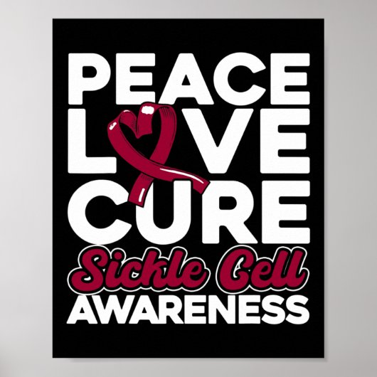 Poster Peace Love Cure Sickle Cell Awareness 1 (Devant)