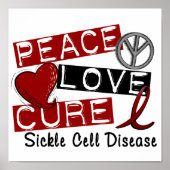 Poster Peace Love Cure Sickle Cell Disease (Devant)