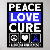 Poster Peace Love Cure Support Alopecia Awareness Ruban (Devant)