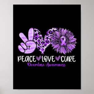 Poster Peace Love Cure Tournesol Leopard Overdose