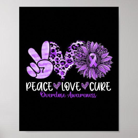 Poster Peace Love Cure Tournesol Leopard Overdose (Devant)