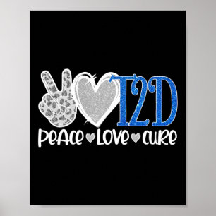 Poster Peace Love Cure Type 2 Sensibilisation au diabète