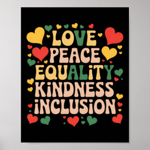 Poster Peace Love Diversity Inclusion Black History Mois