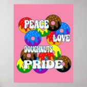 Poster Peace Love Doughnut Pride (Devant)