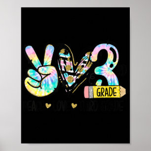 Poster Peace Love Enseignant de troisième année Fun Tie D