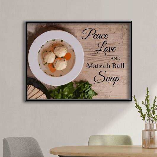 Poster Peace Love et Matzah Ball Soup Kitchen Art Imprime