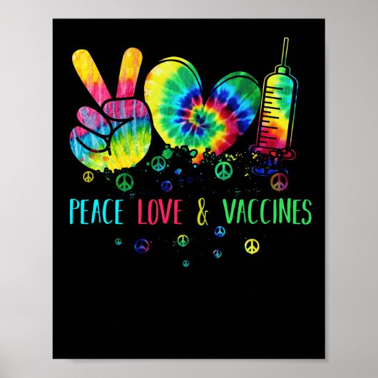 Poster Peace Love et Vacciné Tie Dye (Devant)