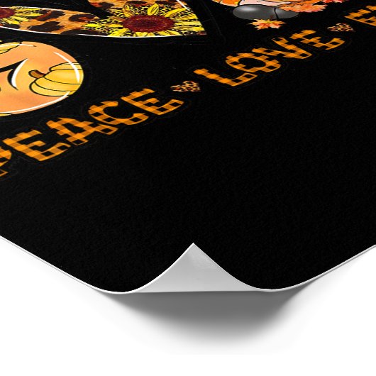 Poster Peace Love Fall Fun Gnome Autumn Lover Citrouilles (Coin)