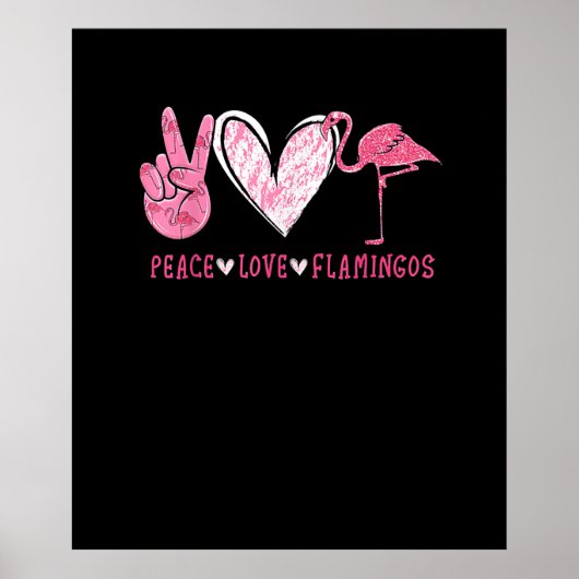 Poster Peace Love Flamingo | Flamingo Lover (Devant)