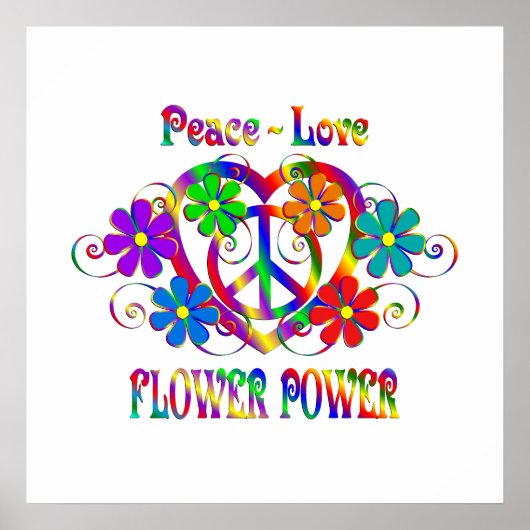 Poster Peace Love Flower Power (Devant)