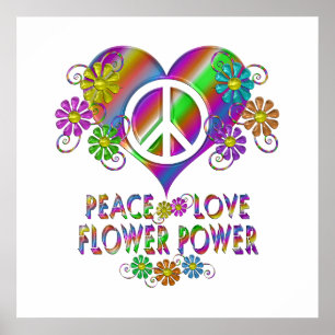 Poster Peace Love Flower Power
