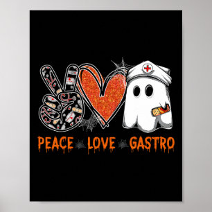 Poster Peace Love Gastro Ghost Infirmière Gastroentérolog