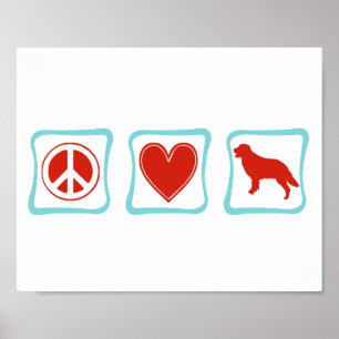Poster Peace Love Golden Retriever Carrés