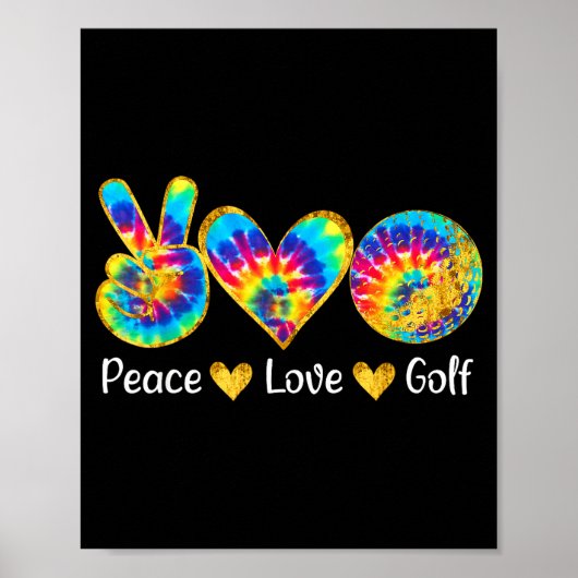 Poster Peace Love Golf Funny Tie Dye Golf Lovers (Devant)