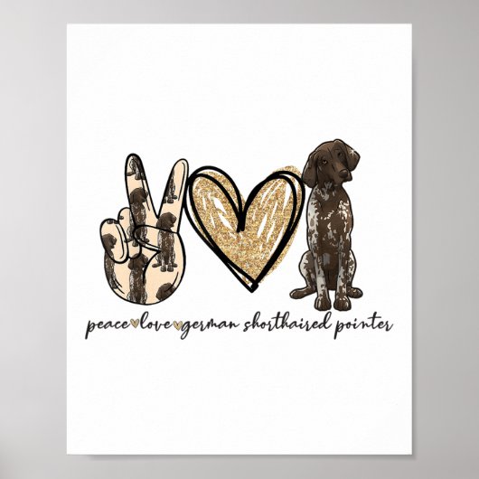Poster Peace Love Gsp Allemand Pointer Pointer Dog Log (Devant)