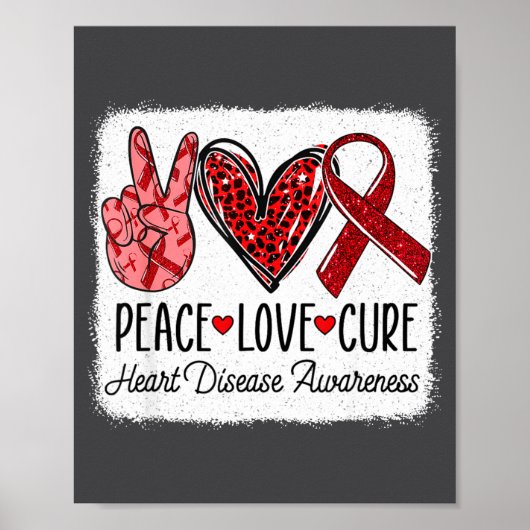 Poster Peace Love Heart Disease Awareness Chd Suprt Wear  (Devant)