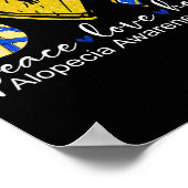 Poster Peace Love Hope Alopecia Awareness Bleu Ruban (Coin)