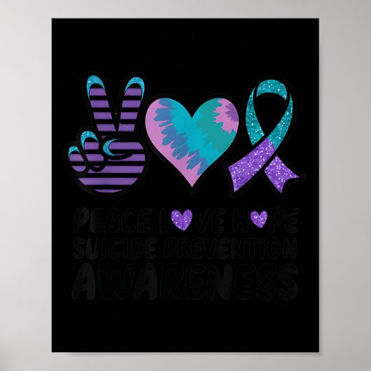 Poster Peace Love Hope Suicide Prevention Tie Dye Awarene (Devant)