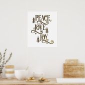 Poster Peace Love Jove dans Gold Rustic Typographie (Cuisine)